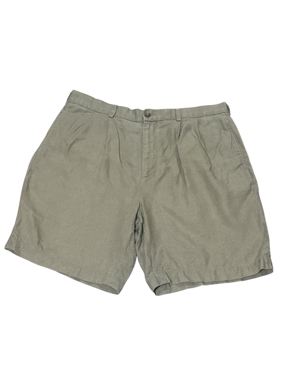 Brooks Brothers 100% Irish Linen Khaki  Pleated 9” Shorts Preppy Chino Size 36